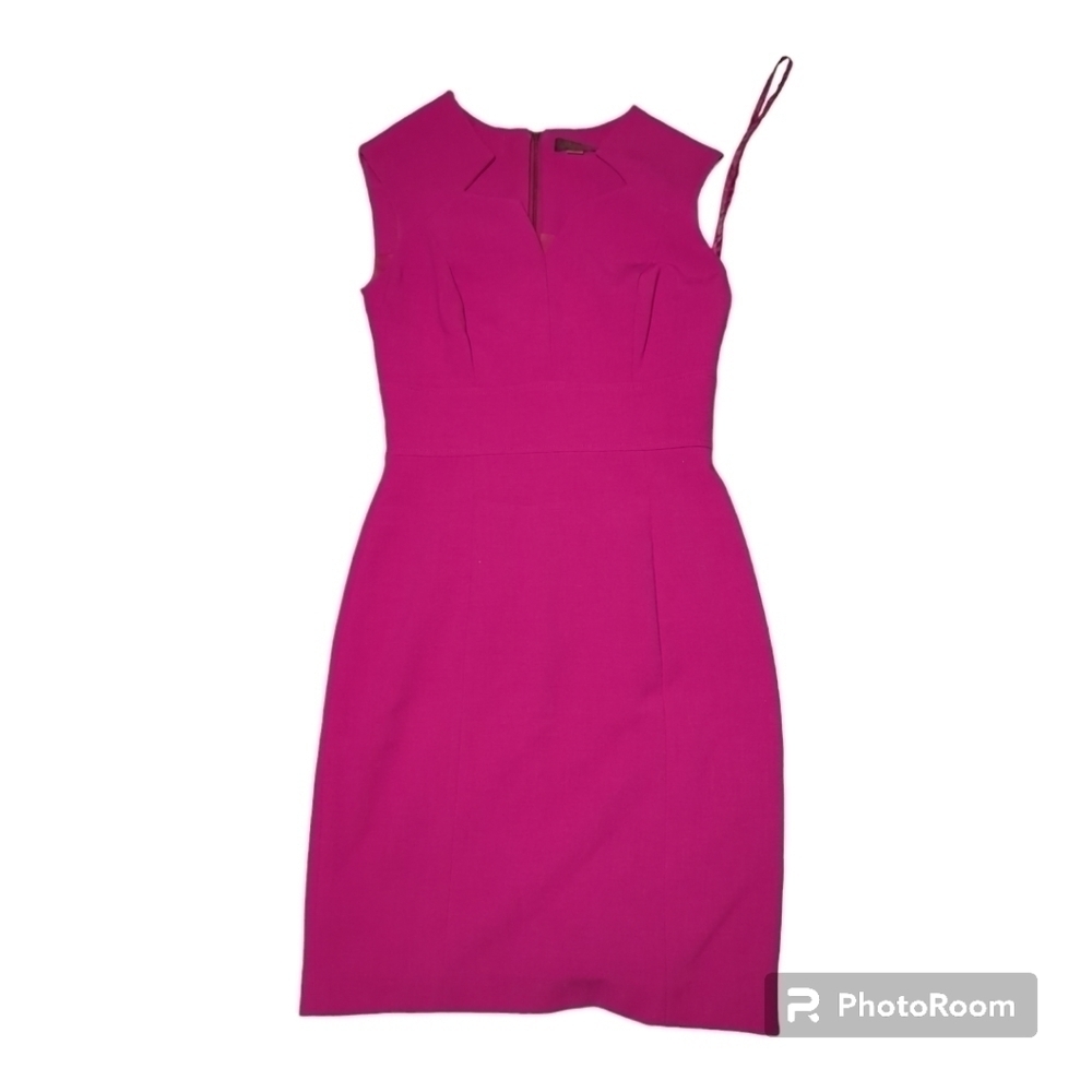 Tahari sleeveless dress pink purple size 2 star neckline